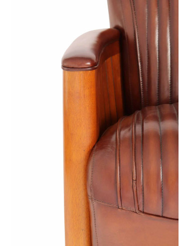 Fauteuil style paquebot en cuir vintage