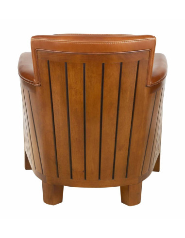 fauteuil club compact cuir vintage noyer