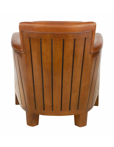 fauteuil club compact cuir vintage noyer