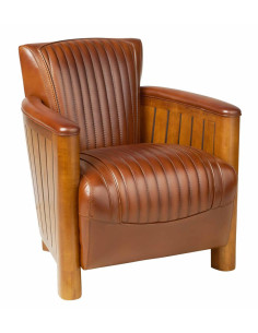 Fauteuil club cognac cuir vintage