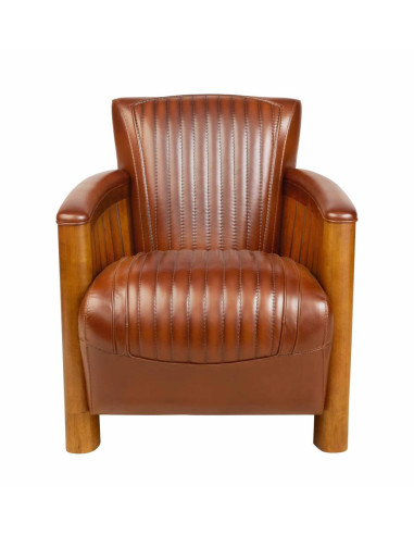 Fauteuil club cuir pleine fleur vintage