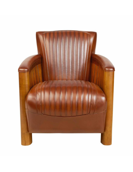 Fauteuil club cuir pleine fleur vintage