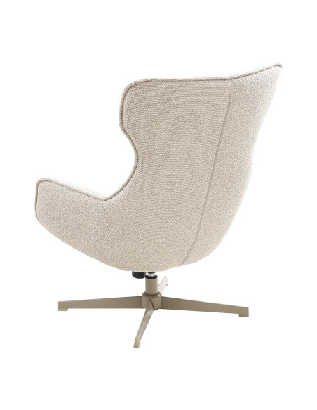 Fauteuil pivotant Turin en tissu beige naturel vue arrière