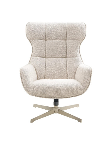 Fauteuil pivotant Turin en tissu beige naturel vue de face