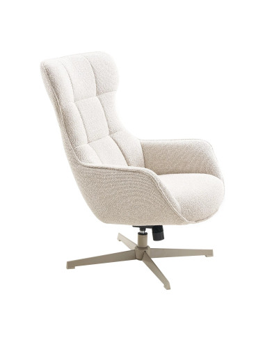 Fauteuil pivotant Turin en tissu beige naturel vue de profil