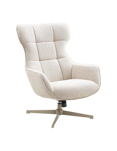 Fauteuil pivotant Turin en tissu beige naturel vue trois quarts