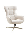 Fauteuil pivotant Turin en tissu beige naturel vue trois quarts