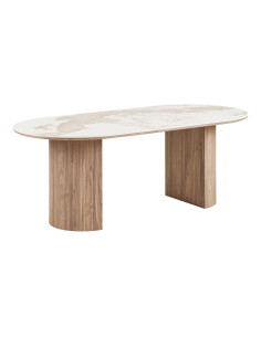Table de salle à manger Athènes plateau céramique 210 cm vue trois quarts