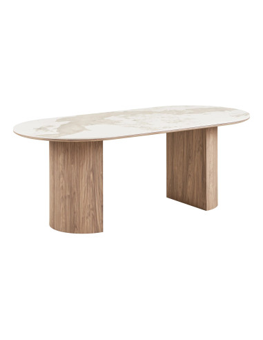 Table de salle à manger Athènes plateau céramique 210 cm vue trois quarts