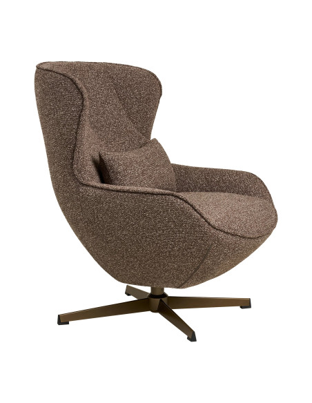 Fauteuil pivotant Blenheim en tissu brun vue de profil