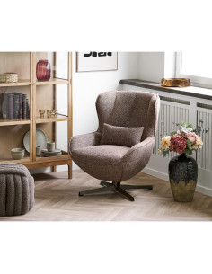 Fauteuil pivotant Blenheim en tissu brun vue trois quarts 2