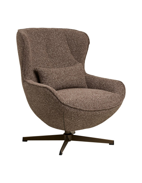 Fauteuil pivotant Blenheim en tissu brun vue trois quarts