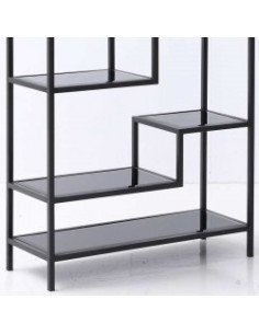 Étagère ATLAS BLACK métal noir et verre fumé | Design moderne 2