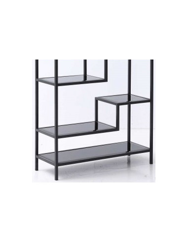 Étagère ATLAS BLACK métal noir et verre fumé | Design moderne
