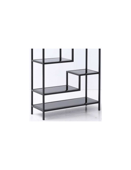 Étagère ATLAS BLACK métal noir et verre fumé | Design moderne