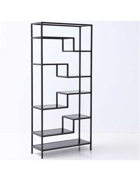 Étagère ATLAS BLACK métal noir et verre fumé | Design moderne