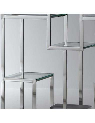 Étagère ATLAS inox et verre | Bibliothèque design moderne