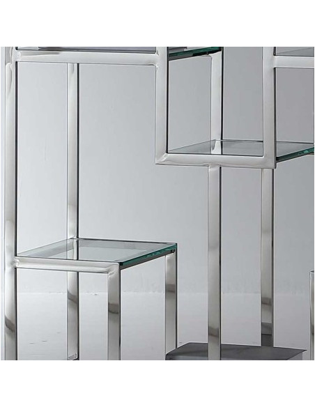 Étagère ATLAS inox et verre | Bibliothèque design moderne