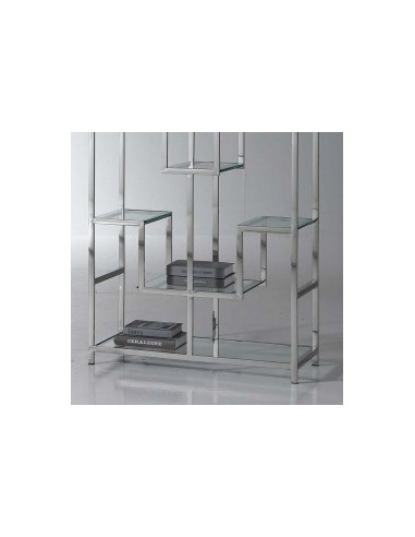 Étagère ATLAS inox et verre | Bibliothèque design moderne