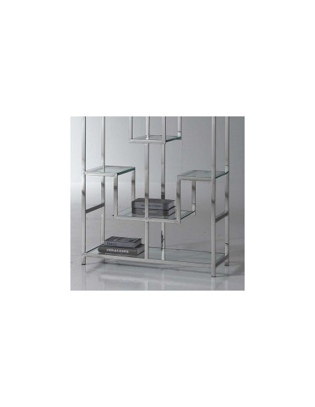 Étagère ATLAS inox et verre | Bibliothèque design moderne