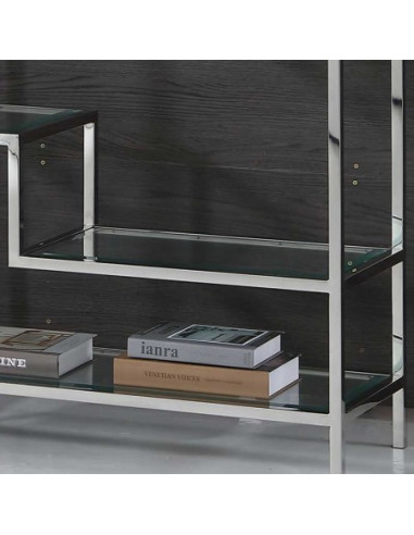 Étagère ATLAS inox et verre | Bibliothèque design moderne