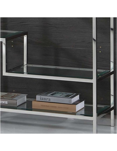 Étagère ATLAS inox et verre | Bibliothèque design moderne
