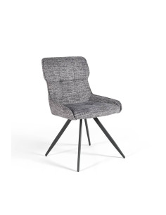 Chaise pivotante Song gris foncé – tissu et métal noir