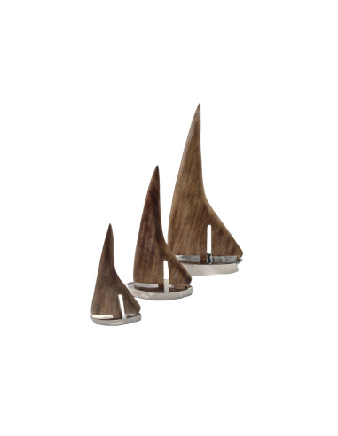 Voilier miniature nickelée et bois – Petit modèle