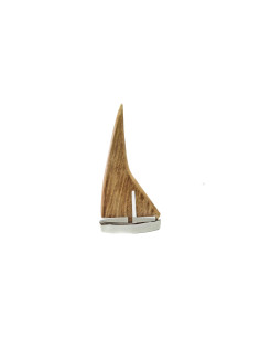 Voilier miniature nickelée et bois – Petit modèle