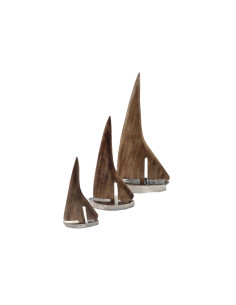 Voilier miniature nickelée et bois – Grand modèle 2