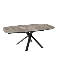 Table KHEOPS 130/190 cm — céramique Argile, piètement noir mat
