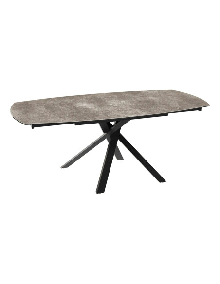 Table KHEOPS 130/190 cm — céramique Argile, piètement noir mat